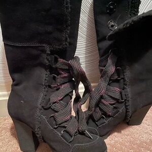 Nine West Black Lace Up Boots